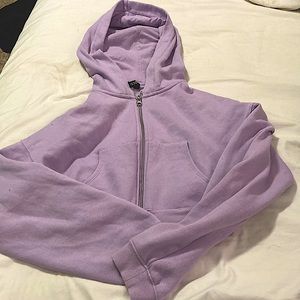 Cropped zip up purple hoodie